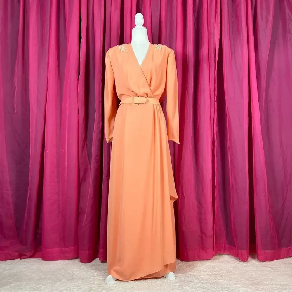 80s peach bridesmaid dress Unbranded Vintage 80s Peach Party Prom Bridesmaid Dress sz 7/8